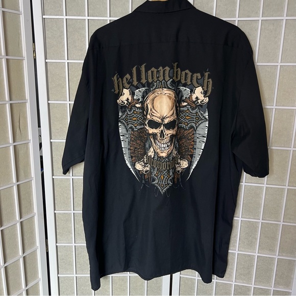 Dickies Men’s button up shirt Hellanback Incorporated size 3xl Black skull print - Picture 8 of 16